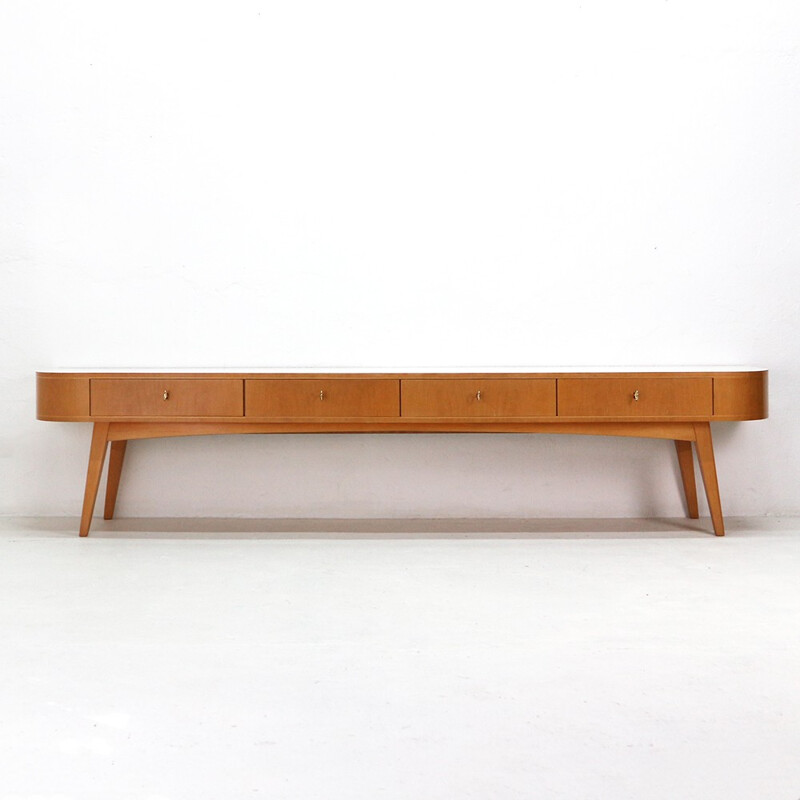 Vintage low sideboard in ash wood - 1950s