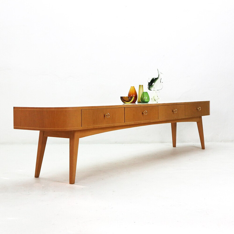 Vintage low sideboard in ash wood - 1950s