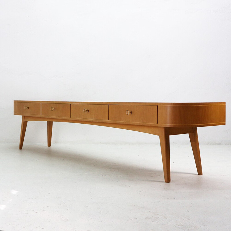 Vintage low sideboard in ash wood - 1950s