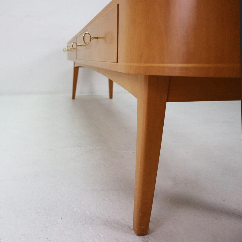 Vintage low sideboard in ash wood - 1950s