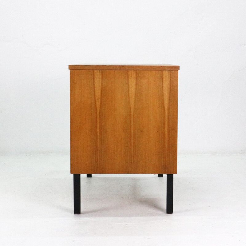 Petit bureau vintage en noyer et acier - 1960