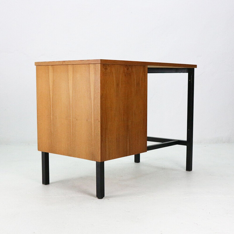 Small vintage desk in walnut and steel - 1960s