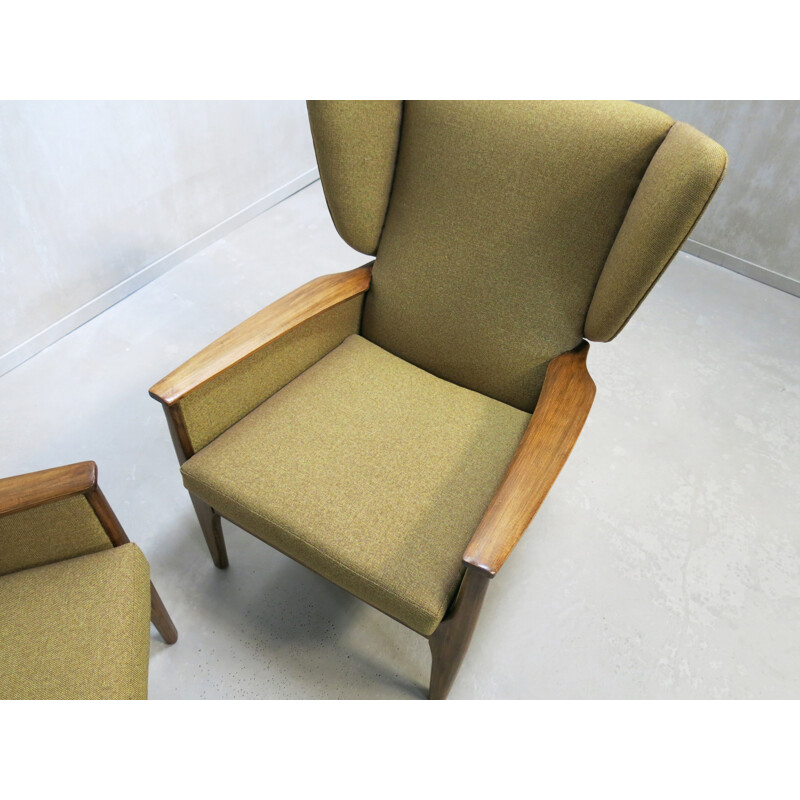 Paire de fauteuils à oreilles vintage marron Parker Knoll - 1960