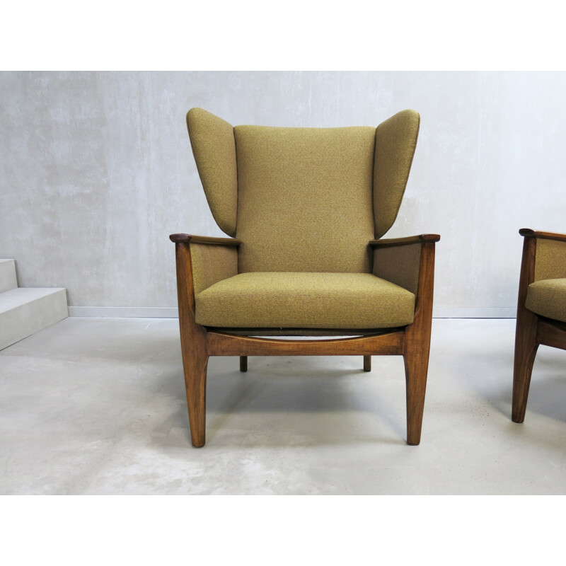 Pair of brown vintage wingback archairs Parker Knoll - 1960s