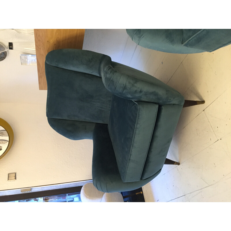 Pair of vintage Italian dark blue armchairs - 1950s