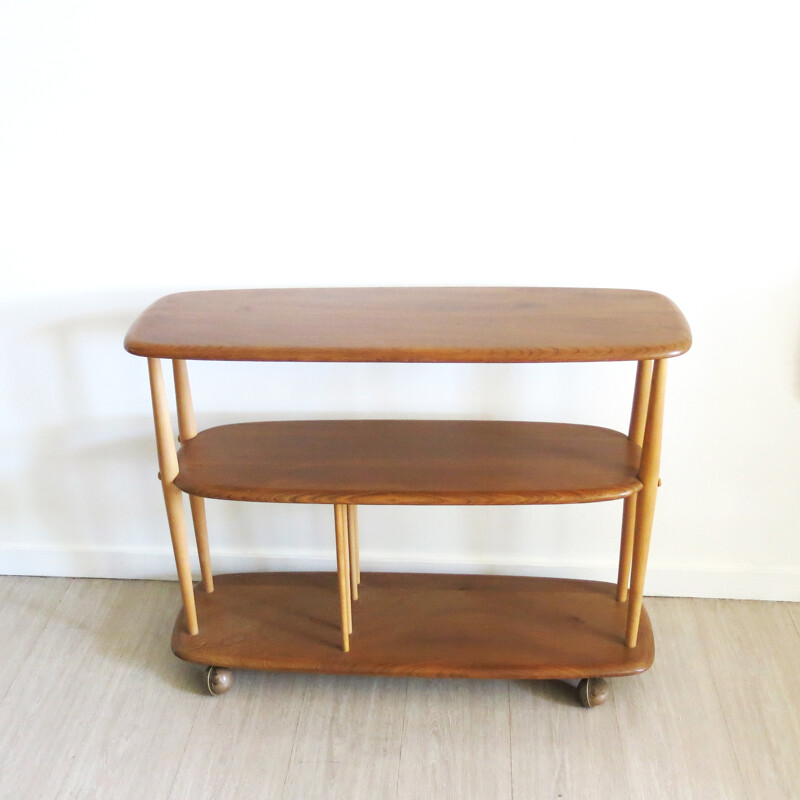 Mid-Century elm bookcase on wheels by Lucian Ercolani - 1950s