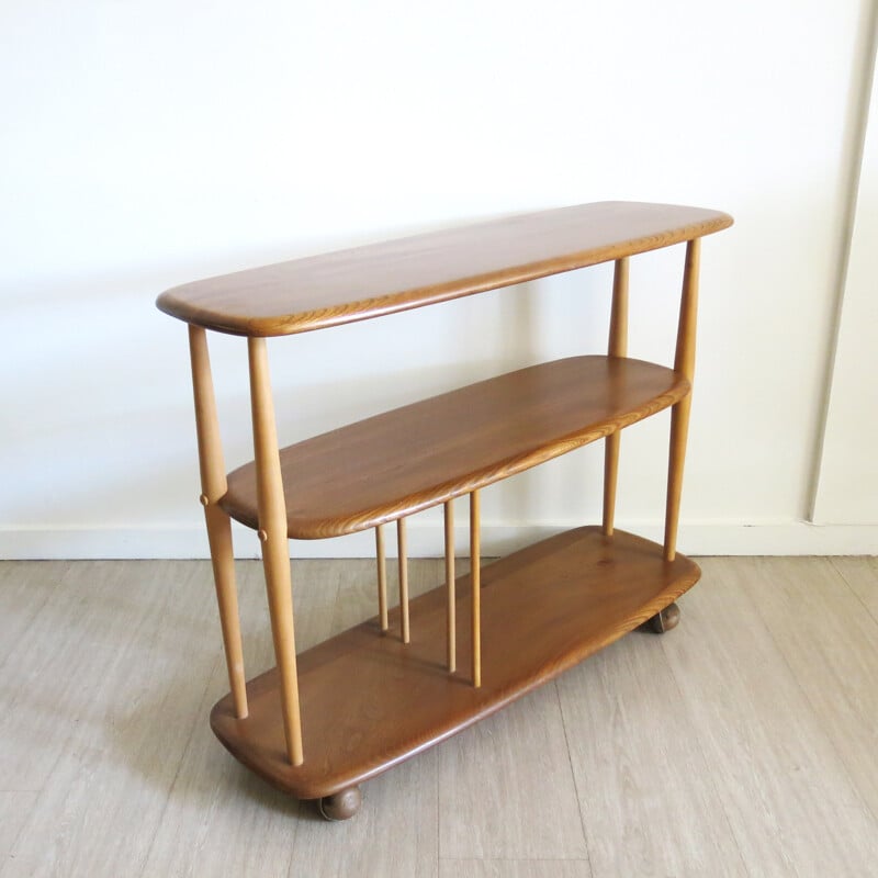 Mid-Century elm bookcase on wheels by Lucian Ercolani - 1950s