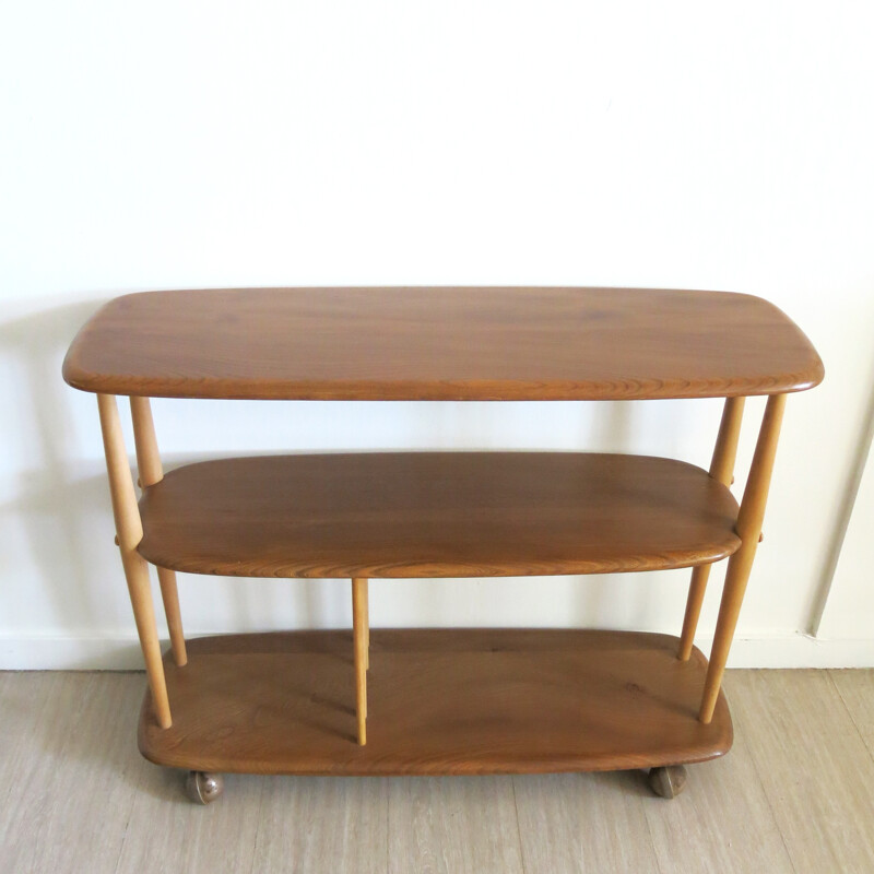 Mid-Century elm bookcase on wheels by Lucian Ercolani - 1950s