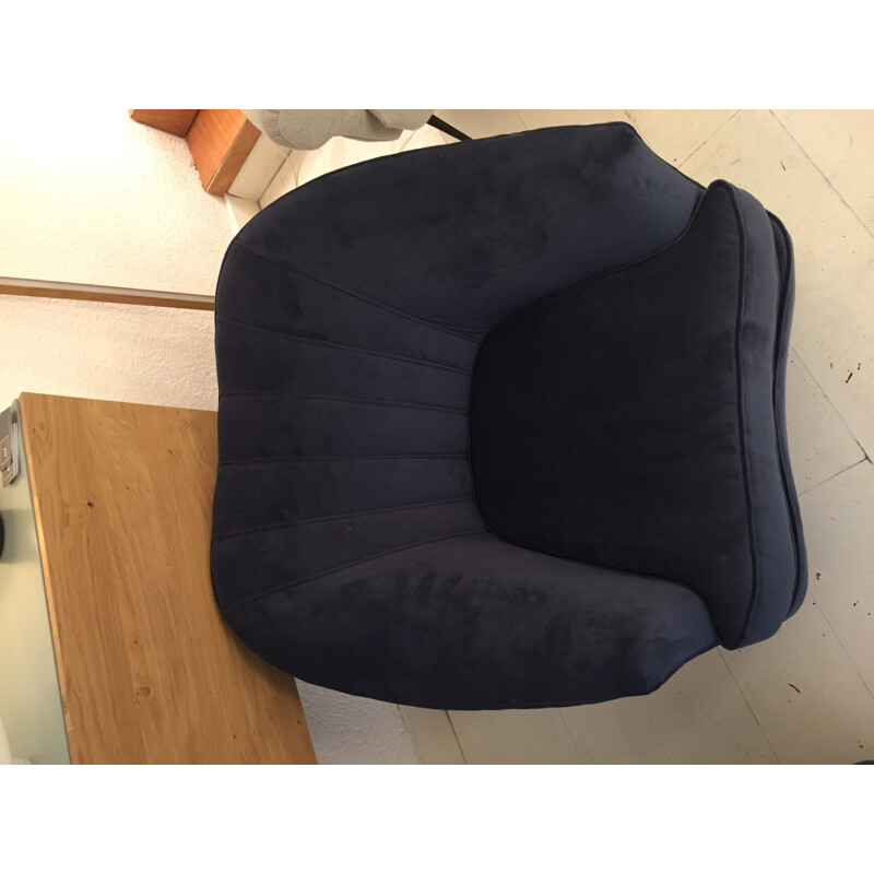 Pair of Italian vintage night blue armchairs - 1950s