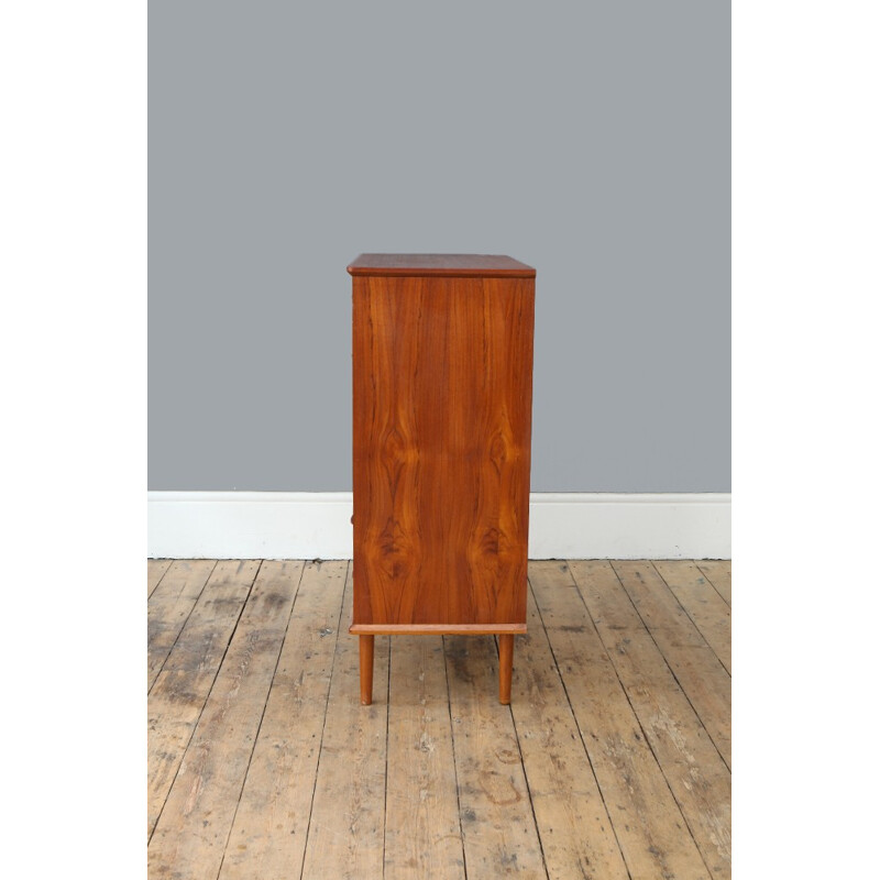 Teak Danish chest of drawers with half moon handles - 1960s