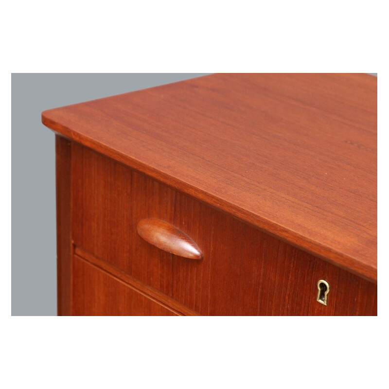 Teak Danish chest of drawers with half moon handles - 1960s