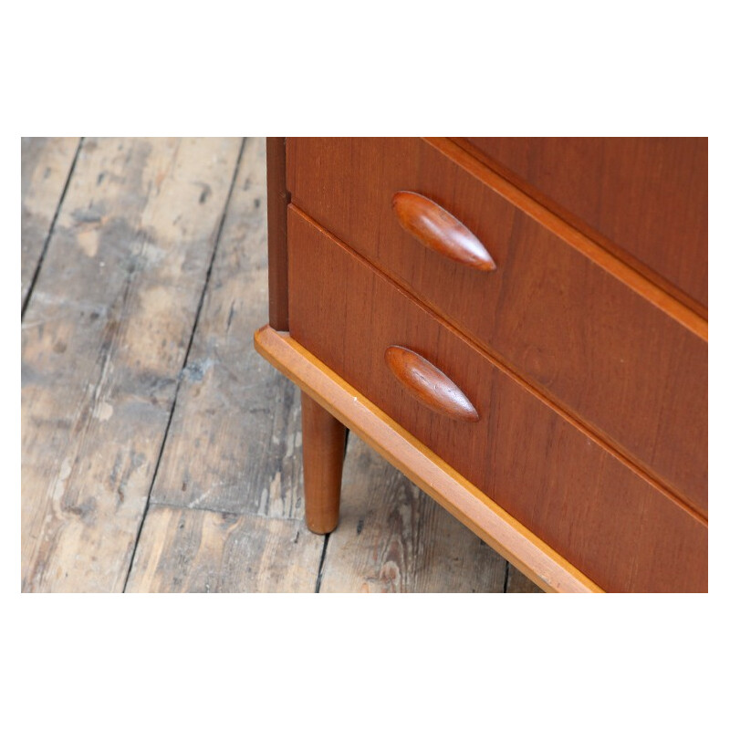 Teak Danish chest of drawers with half moon handles - 1960s