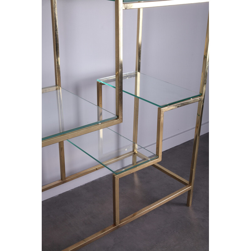 Shelving system in brass and glass by Kim Moltzer - 1970s