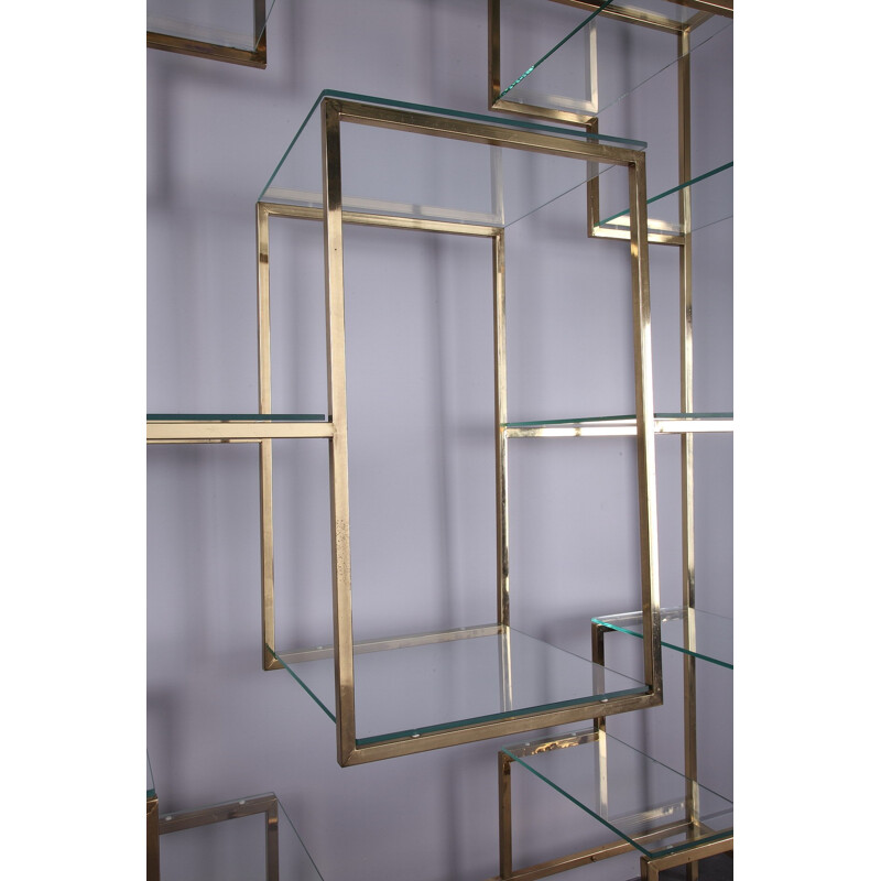 Shelving system in brass and glass by Kim Moltzer - 1970s