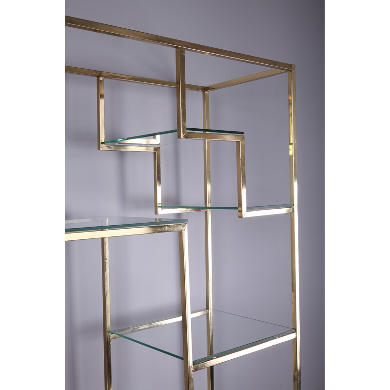 Shelving system in brass and glass by Kim Moltzer - 1970s