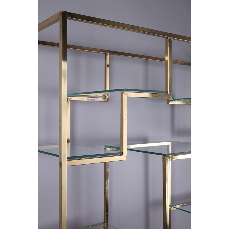 Shelving system in brass and glass by Kim Moltzer - 1970s