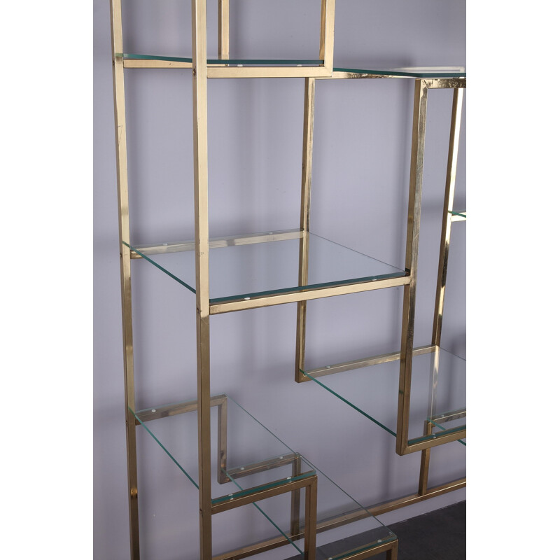 Shelving system in brass and glass by Kim Moltzer - 1970s