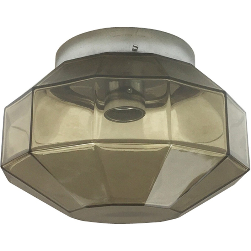 Vintage diamond glass ceiling lamp from Glashütte Limburg, Germany 1970