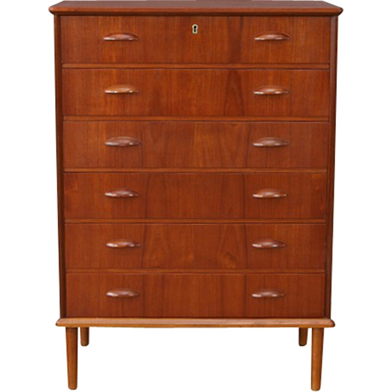 Teak Danish chest of drawers with half moon handles - 1960s