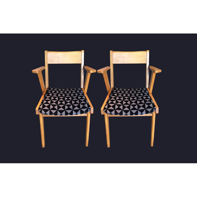 Paire de chaises vintage scandinaves en velours - 1960