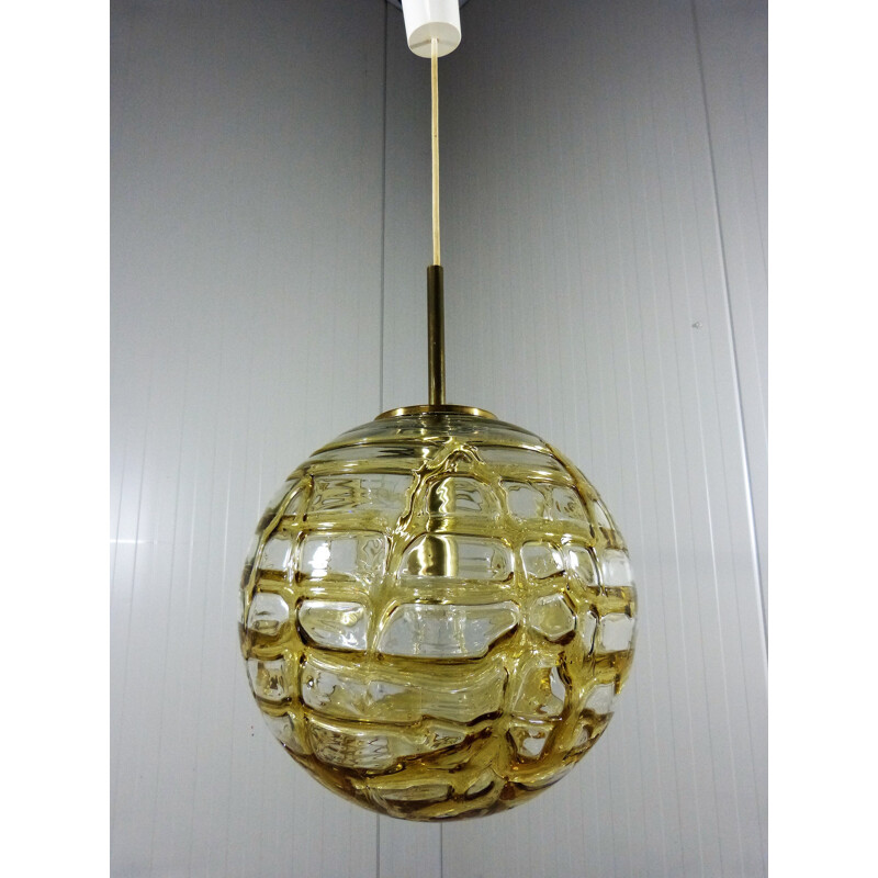 Glass Vintage German Hanging Lamp by Doria Leuchten - 1960s