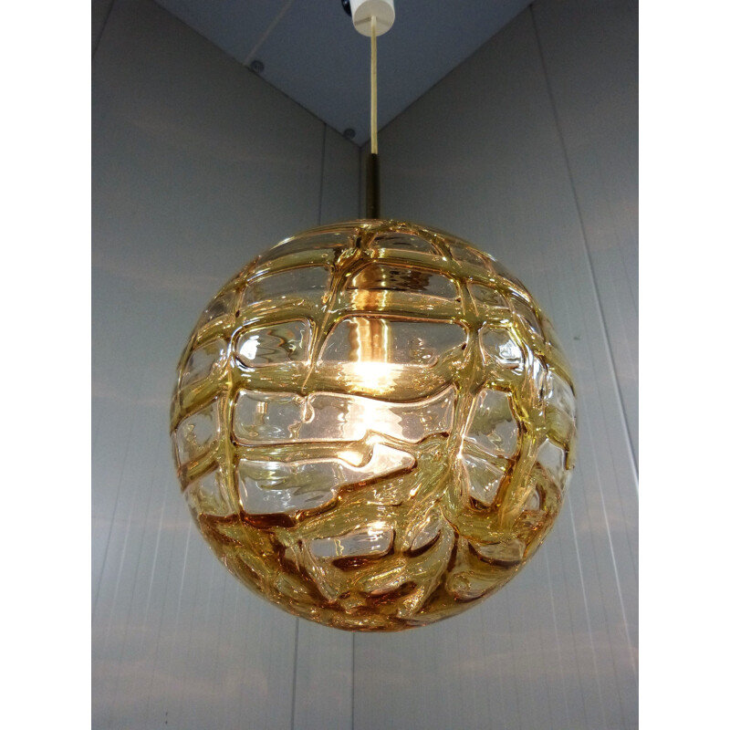 Glass Vintage German Hanging Lamp by Doria Leuchten - 1960s