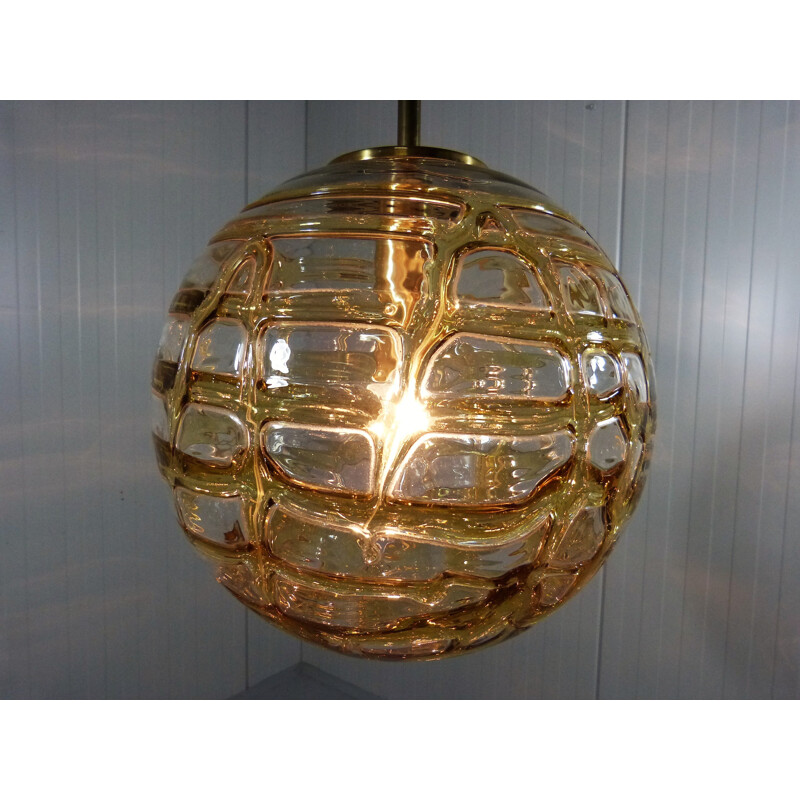 Glass Vintage German Hanging Lamp by Doria Leuchten - 1960s