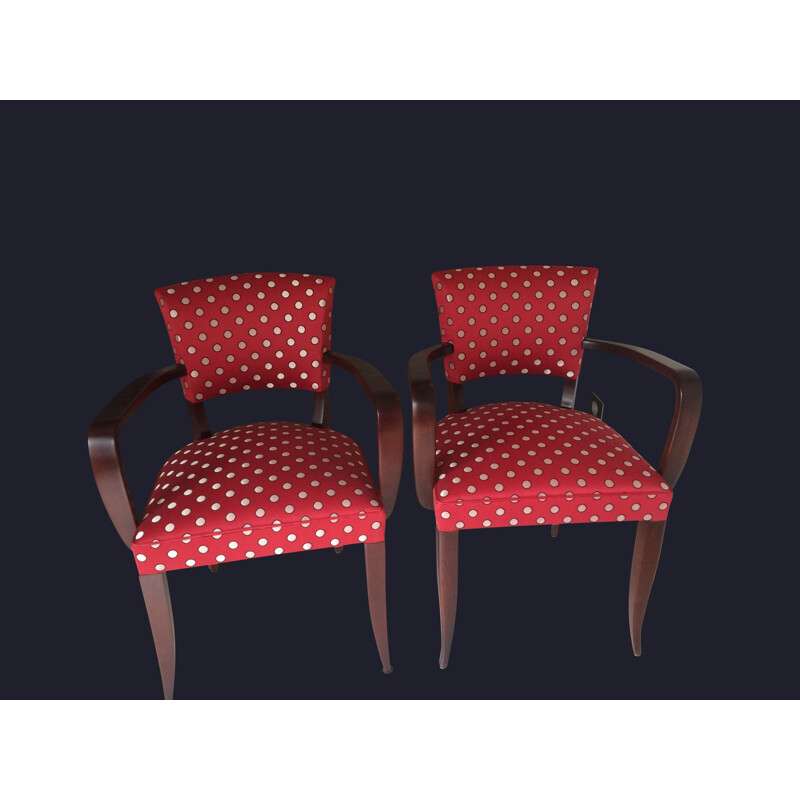 Pair of vintage renovated armchairs in beech - 1950s