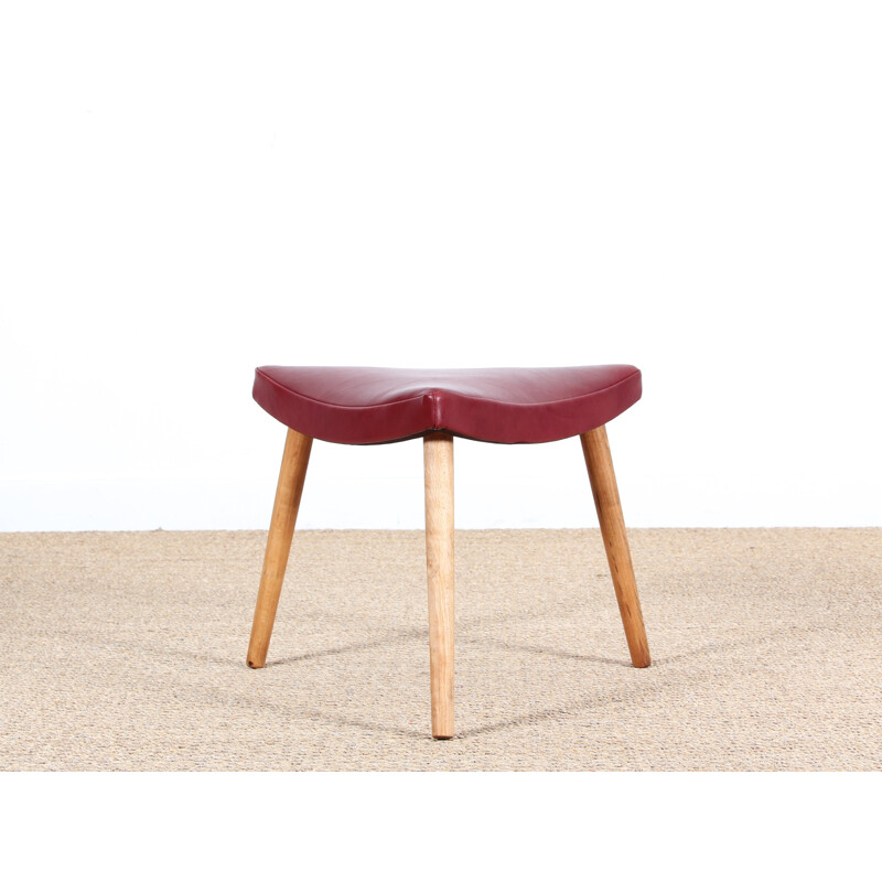 Danish vintage tripod stool in oak - 1950s