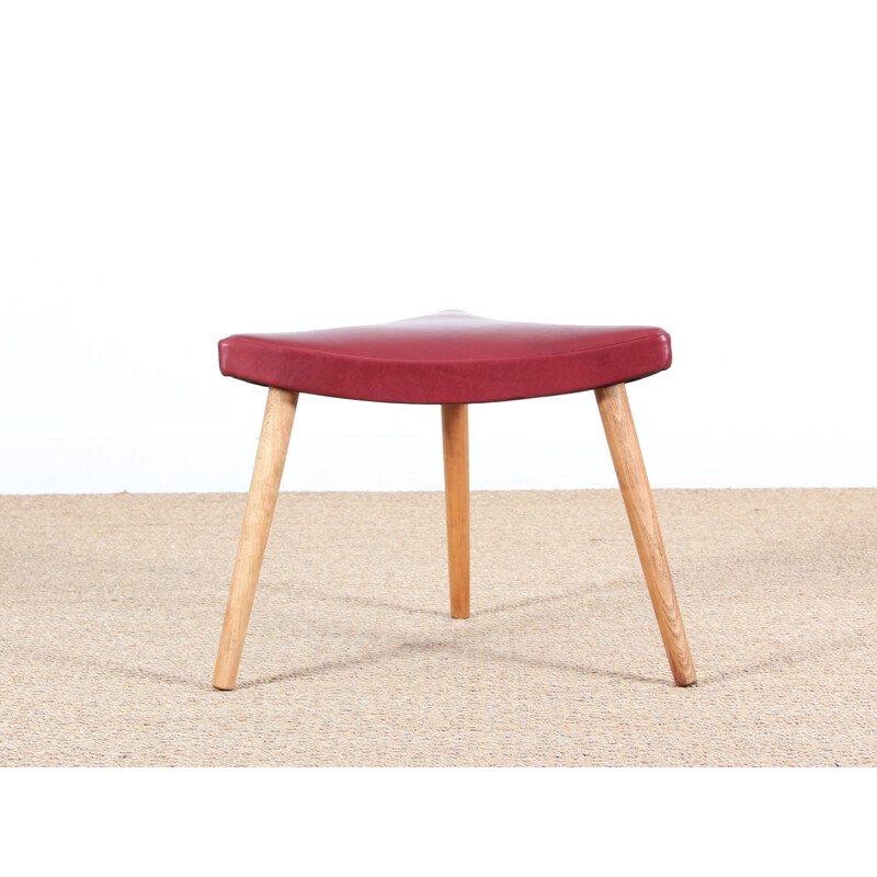 Danish vintage tripod stool in oak - 1950s