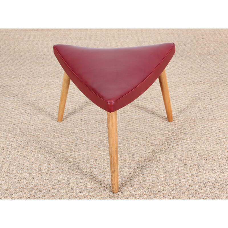 Danish vintage tripod stool in oak - 1950s