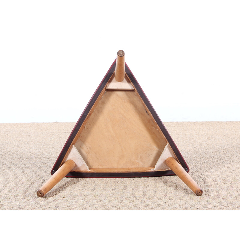 Danish vintage tripod stool in oak - 1950s