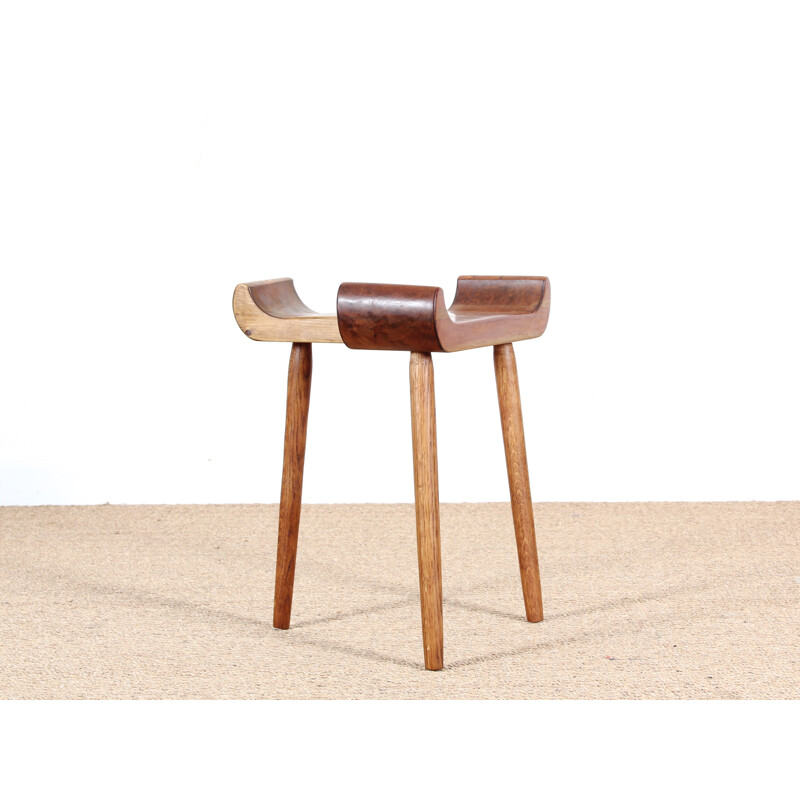 Danish tripod stool in oak - 1940