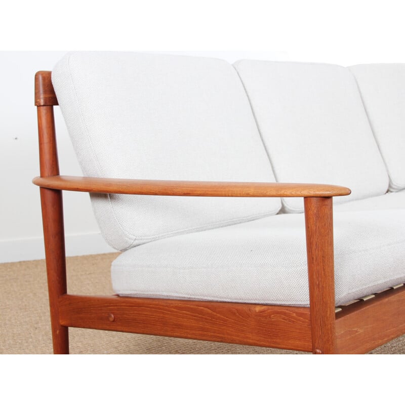 Scandinavian 3-Seater Teak Bench mode lPJ563 by Grete Jalk - 1950s