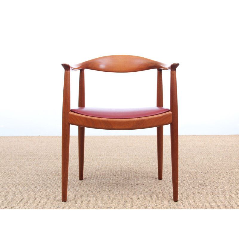 Vintage Cow Horn chair in solid Mahogany by Hans Wegner for Johannes Hansen - 1960s