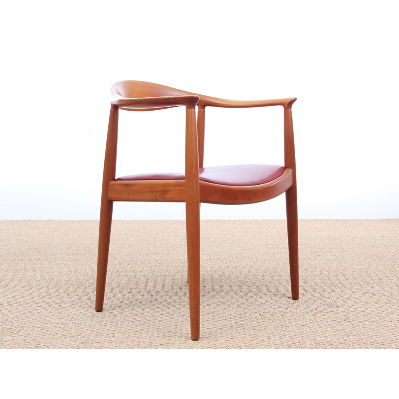 Vintage Cow Horn chair in solid Mahogany by Hans Wegner for Johannes Hansen - 1960s