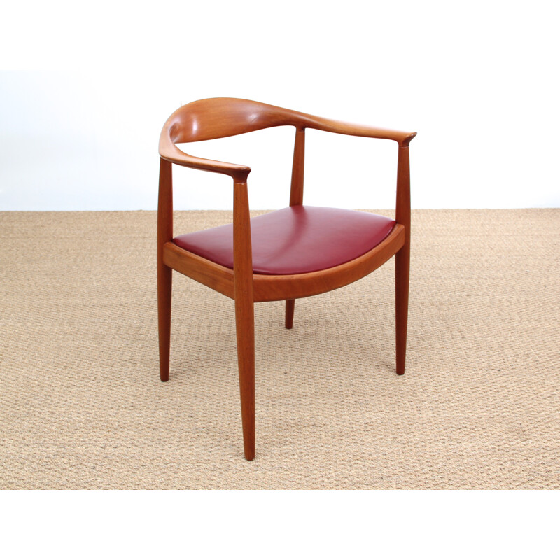 Vintage Cow Horn chair in solid Mahogany by Hans Wegner for Johannes Hansen - 1960s