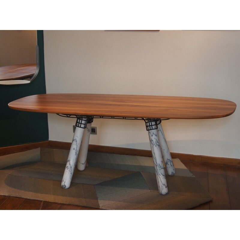 Table française vintage avec plateau en noyer - 2000