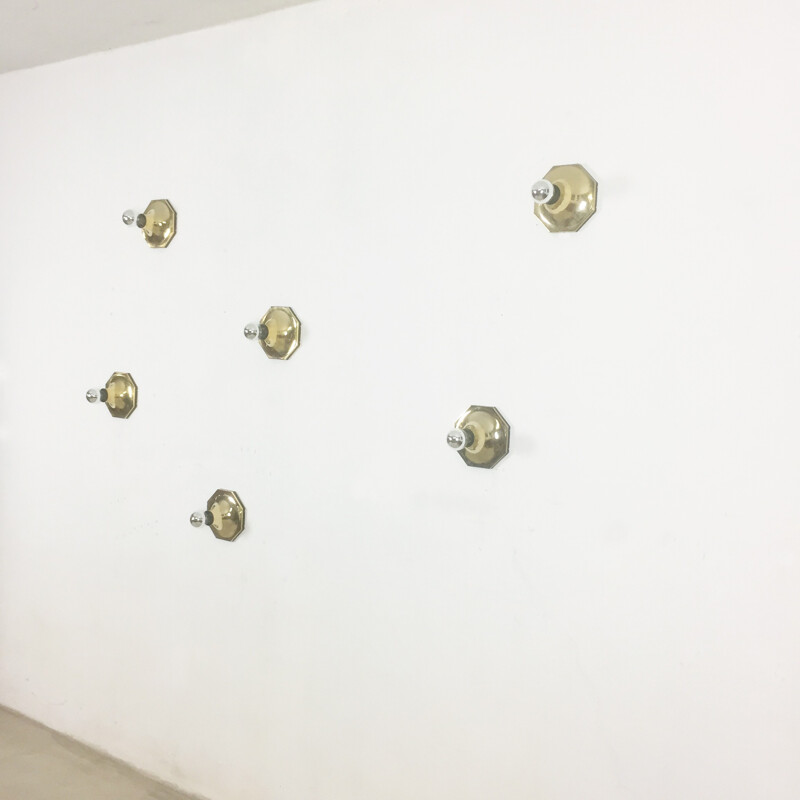 set of 6 golden CUBIC wall lights designed by Motoko Ishii for Staff Lights - 1970s