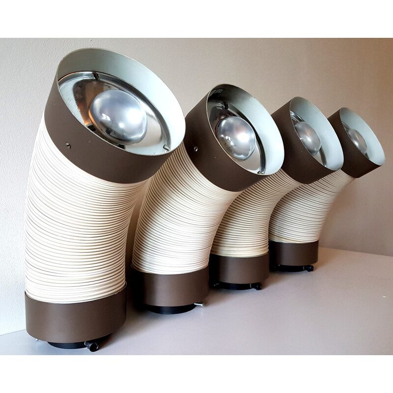 Set of 4 vintage caterpillar wall lamps by Raak - 1970s