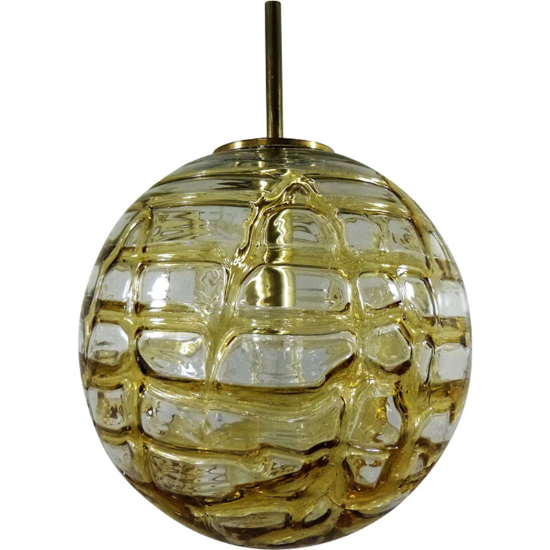 Glass Vintage German Hanging Lamp by Doria Leuchten - 1960s