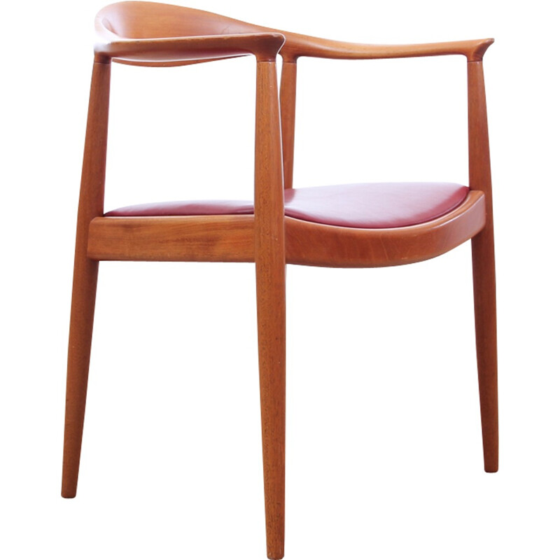 Vintage Cow Horn chair in solid Mahogany by Hans Wegner for Johannes Hansen - 1960s