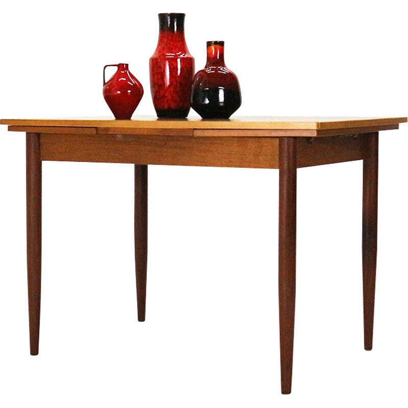 Vintage teak dining table with pull-out leaves - 1960s