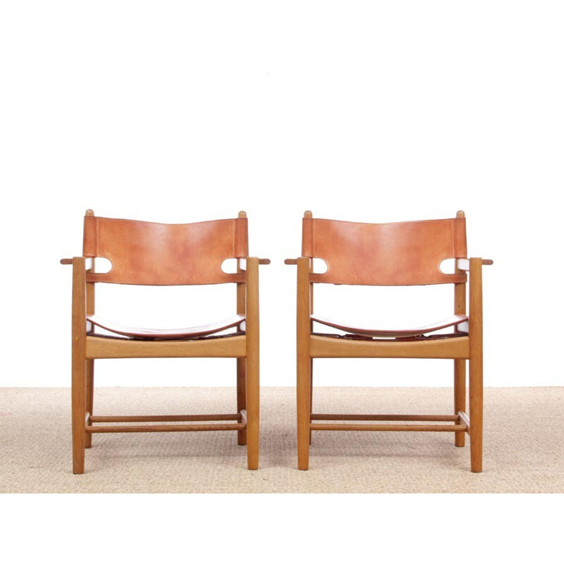 Pair of vintage Scandinavian armchairs by Borge Mogensen - 1950s