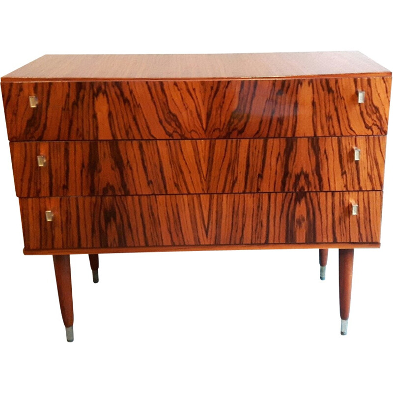 French vintage zebrano chest of drawers - 1960s 