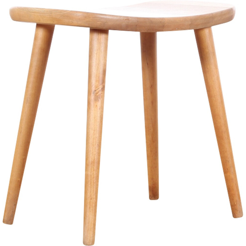 Vintage stool in beechwood model "Palle" by Yngve Ekström - 1950s 