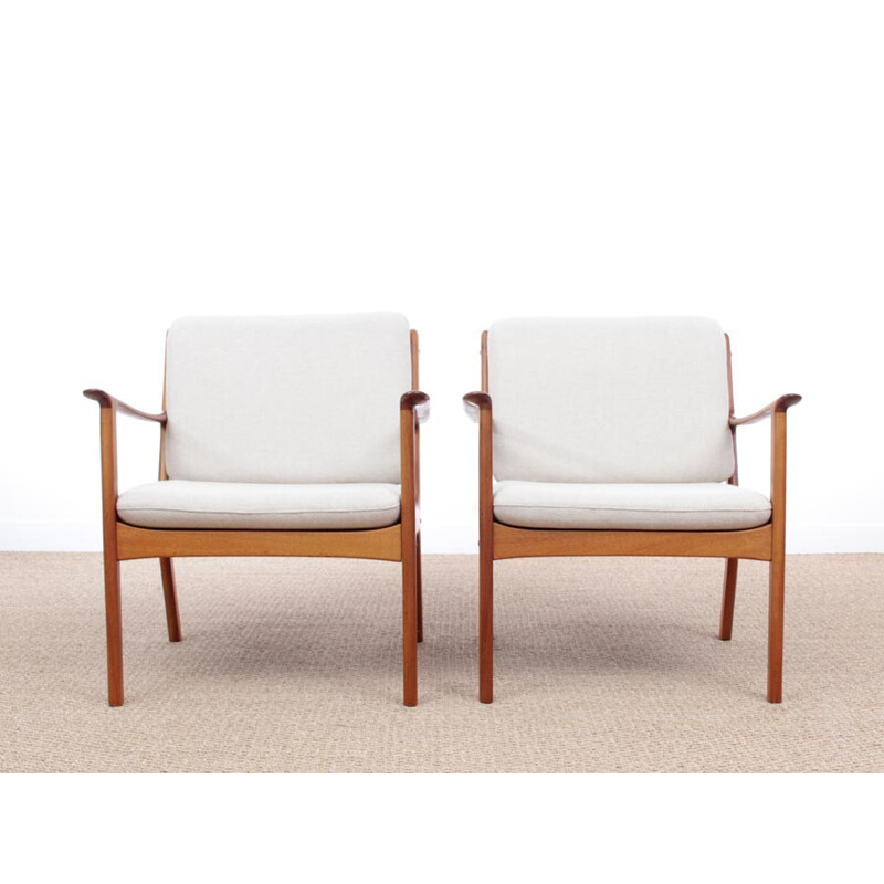 Pair of mahogany armchairs model PJ 112 by Ole Wanscher - 1950s