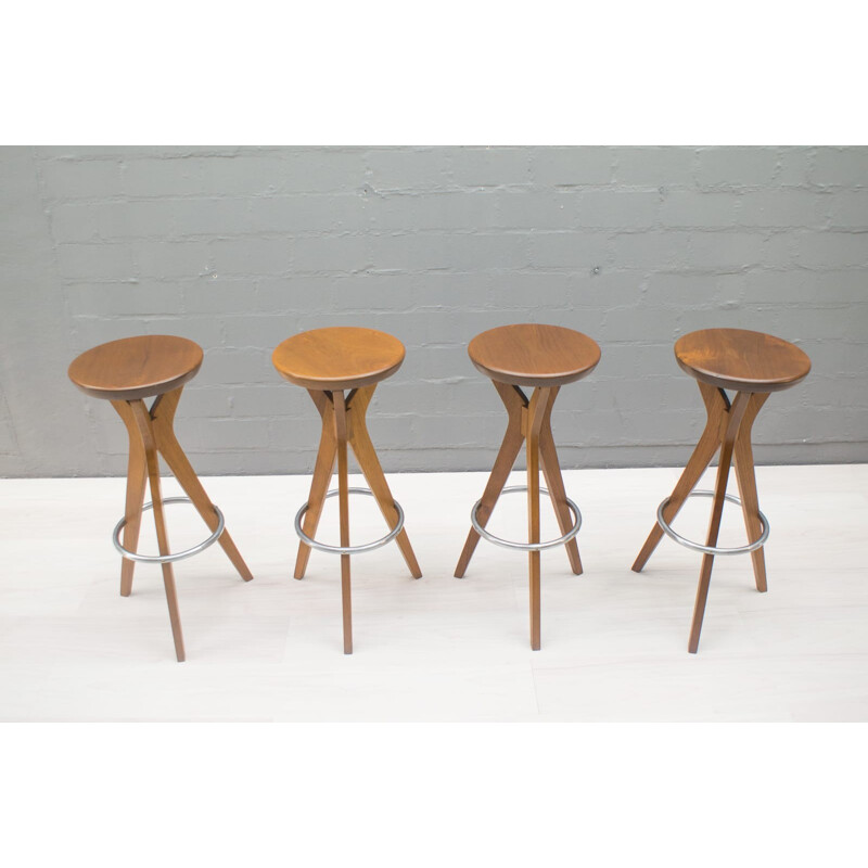 Set of 4 Vintage Danish Teak Bar Stools by P J Ø - 1960s