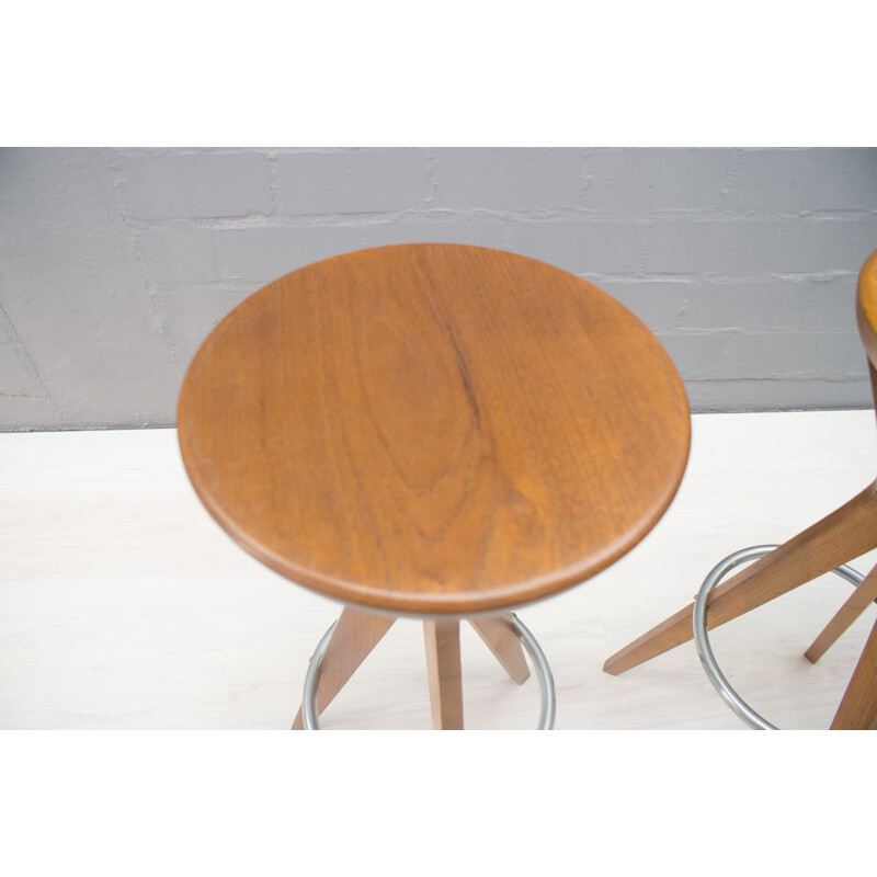 Set of 4 Vintage Danish Teak Bar Stools by P J Ø - 1960s