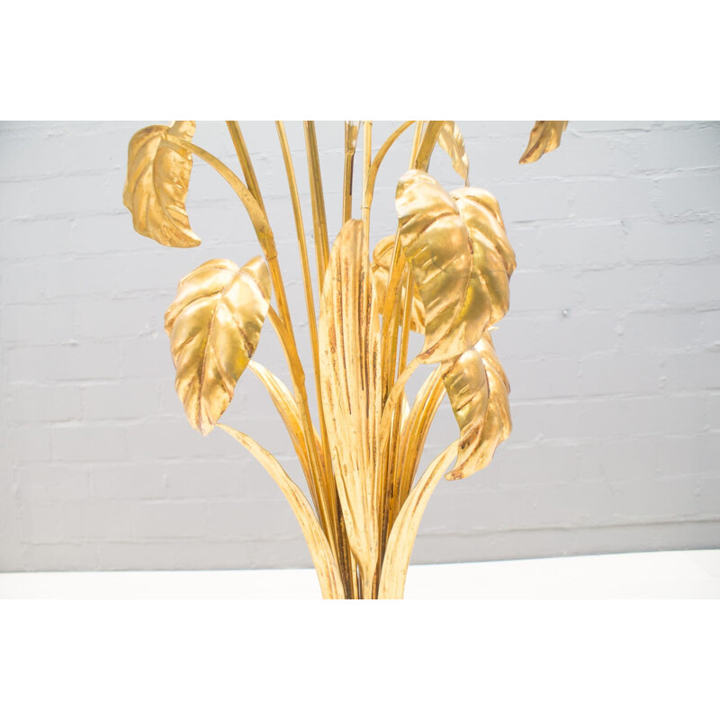 Gilded Floral Holywood Regency Floor Lamp by Hans Kögl - 1970s